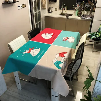 

Animal Bear Polyester Printed Tablecloth Waterproof Oil-resistant Stain-resistant Table Cloth Dining Table Cover