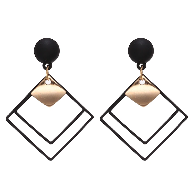 Simple Round Kroean Drop Earrings For Women Gold Black/White Enamel Statement Earrings Fashion Jewelry pendientes mujer - Окраска металла: e914hei