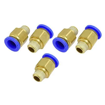 

5 Pcs 1/4" PT Thread 12mm Push in Brass Connector Pneumatic Fittings