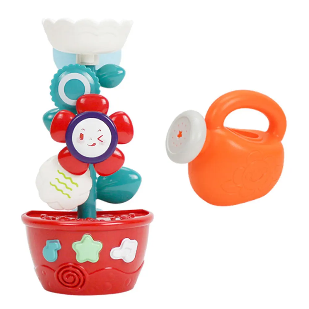 Kids Shower Waterwheel Toy Waterfall Amusing Cartoon Kettle Sunflower