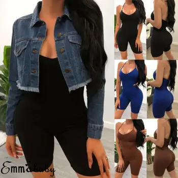 

New Fashion Summer Women Casual Sleeveless Jumpsuit Shorts Fitness Workout Gym Sport Bodysuit Athletic