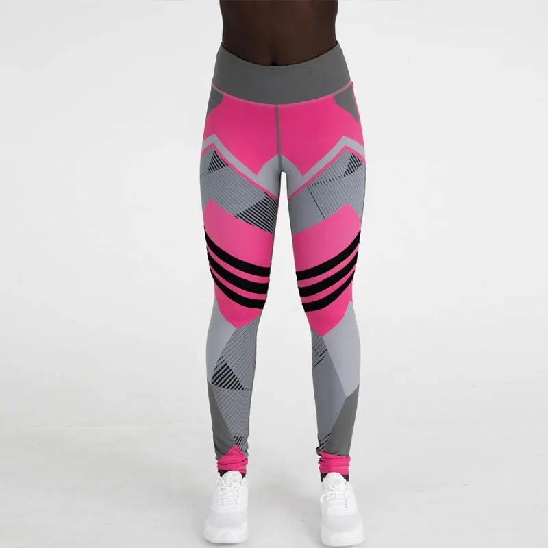 Бесшовные геометрические узоры одежда для фитнеса, тренажерного зала женские, для спорта, йоги тренировки фитнес набор спортивная одежда для женщин спортивная одежда - Цвет: Pink pants