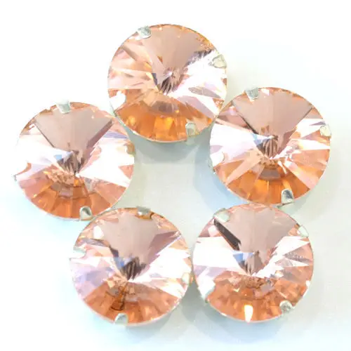 Light Peach Круглый Rivoli много цветов пришить коготь стразы прозрачные стеклянные стразы круглые пришить стразы украшения для свадебного платья Y1770 - Цвет: Light Peach