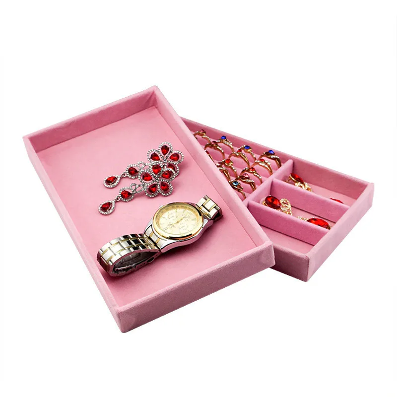 

1Pcs 22*12Cm Velvet Ring Stud Slot Bar Tray Chain Earring Cufflink Holder Accessori Bague Bijoux Jewelry Display Tray Organizer