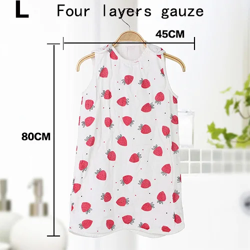 Strawberry-L Спальные мешки спальный конверт для малышей шесть слоев хлопка мыть пеленка Детская Одеяло толстый мягкий жилет Тип хлопок марля - Цвет: Strawberry-L
