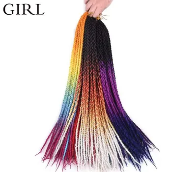 

24 inch Ombre Senegalese Twist Hair Dreadlock 100g/pc Crochet braid 20 Roots/pack Synthetic Braiding Hair for Women Africa Girl