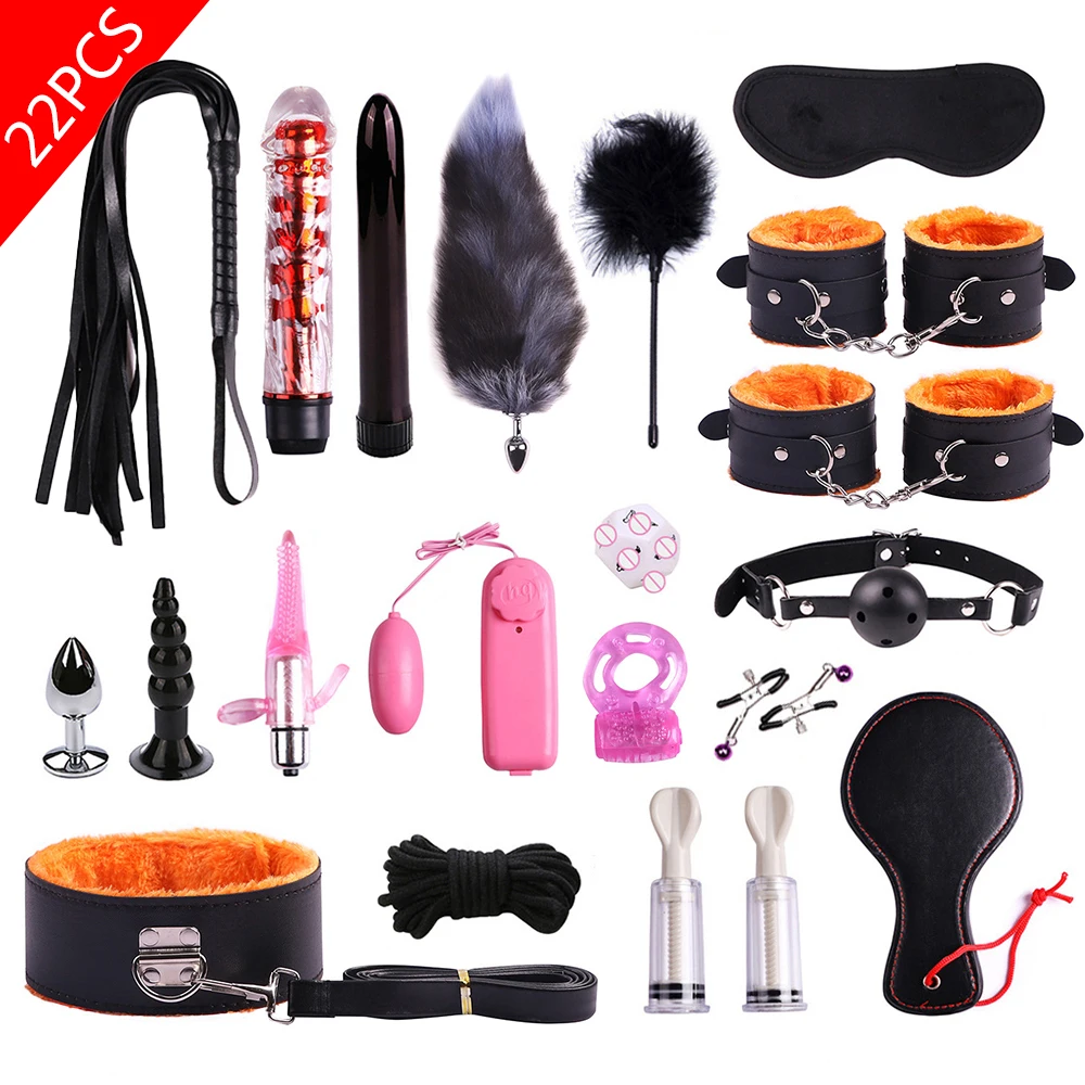 Set bondage bdsm con manette pinze per capezzoli frusta e bavaglio_voghion.com