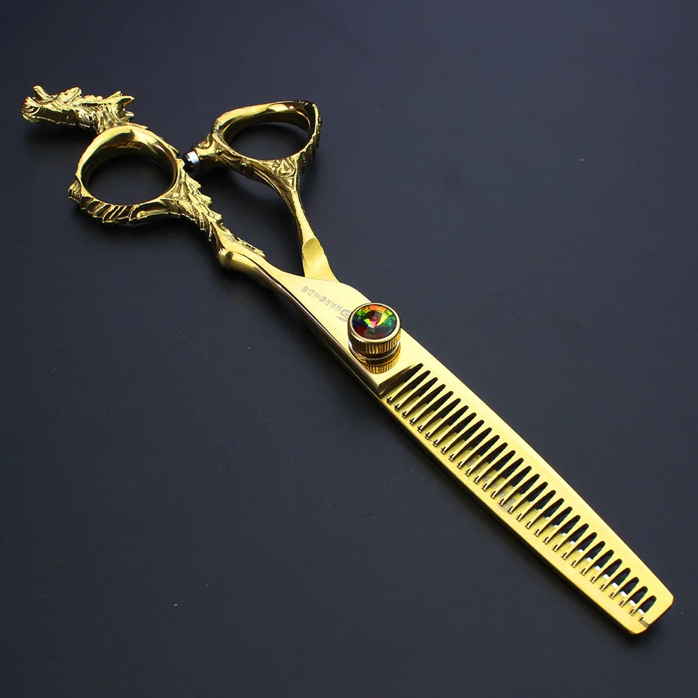 Парикмахерский салон волос ножницы костюм 6-дюймовый Золотой прямой ножницы истончающие ножницы парикмахера Дракон ножницы парикмахерские ножницы