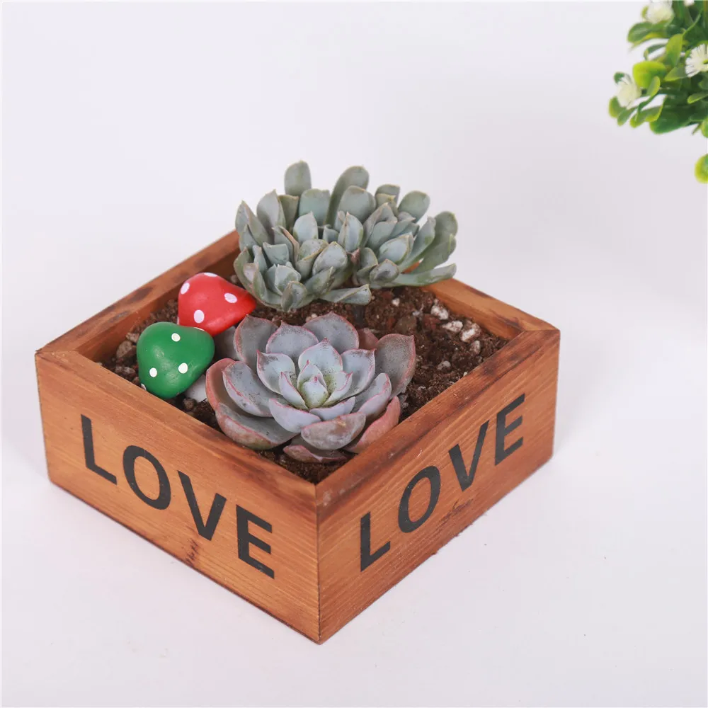 

Mini Square Wooden Flowerpot Vintage Handmade Wooden Shavings Fleshy Flower Wood Storage Box Home Furnishing Storage Box