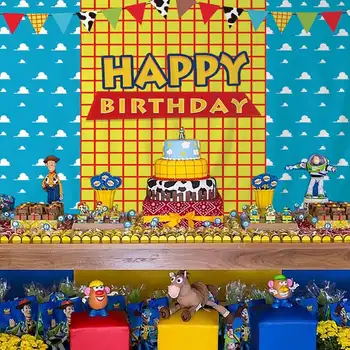 

Birthday Toy Story Backdrop Boys Girls Kids Cartoon Banner Birthday Party Photography Background for Children photocall