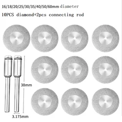Ensemble de disques de coupe en diamant pour Dremel, Mini, abrasifs, avec mandrin, pour lame de scie rotative, outils électriques, 10 pièces 