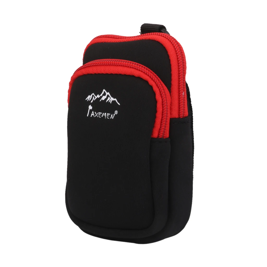 MagiDeal Professional Neoprene Dual Zip Pocket Pouch Phone Bag Case for Hiking Climbing Riding Sport L/S Size Black/Orange/Green