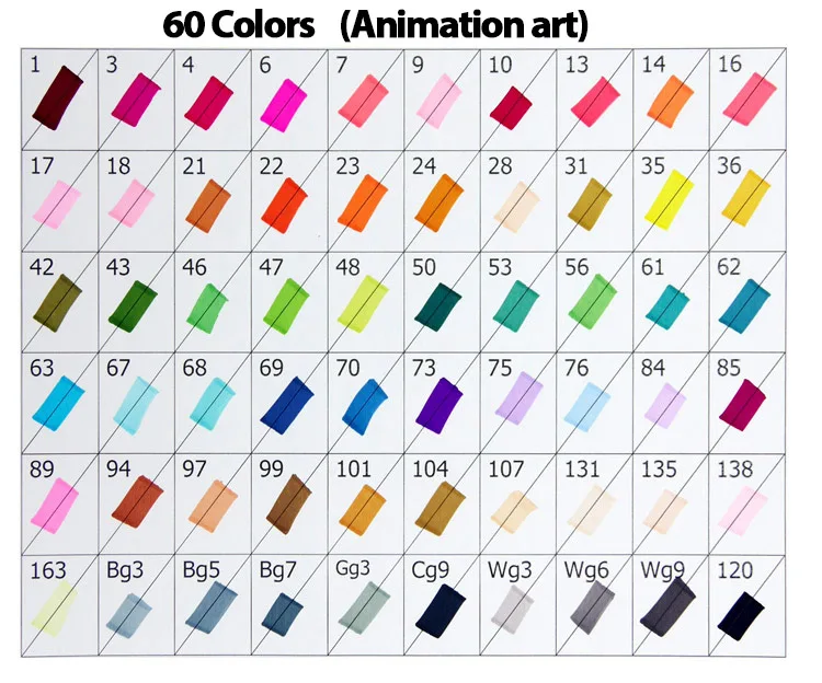 60colors TOUCHNEW EF818 Super Brush Alcohol Based Art Markers Dual Head Manga Drawing Pens Alternative Copic Sketch - Color: 60colors