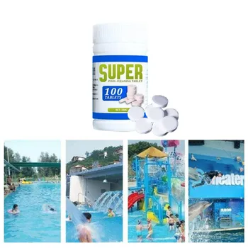 

100 Tablets Pool Cleaning Effervescent Chlorine Tablet Practical Durable Multi-funcrional Disinfectant Cleaning Tablet Tool New