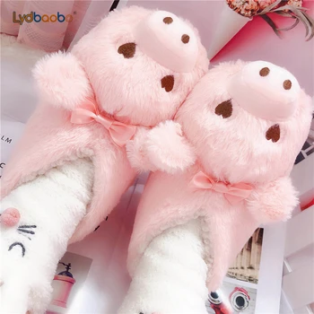 

S/M Size Cute Pink Pig funny shoes girl lovely indoor ladies home shoes plush toys women Christmas Gifts