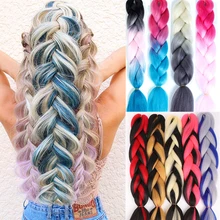 LUPU 2" огромные косички длинные Омбре пучок синтетических косичек волос для женщин крючком блонд Розовый Наращивание волос канекалон