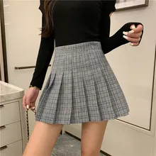 Летняя Клетчатая трапециевидная плиссированная Женская юбка Vogue с высокой талией Harajuku Kawaii юбки корейские винтажные милые юбки выше колена
