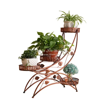 

European-style Wrought Iron Flower Stand Flower Rack Metal Balcony Plant stand Succulent Shelf Rack Bonsai Stand Free Shipping