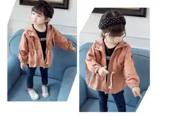 Детская однотонная ветровка 2019 г., весенне-осеннее стильное Новое корейское приталенное пальто с капюшоном для девочек