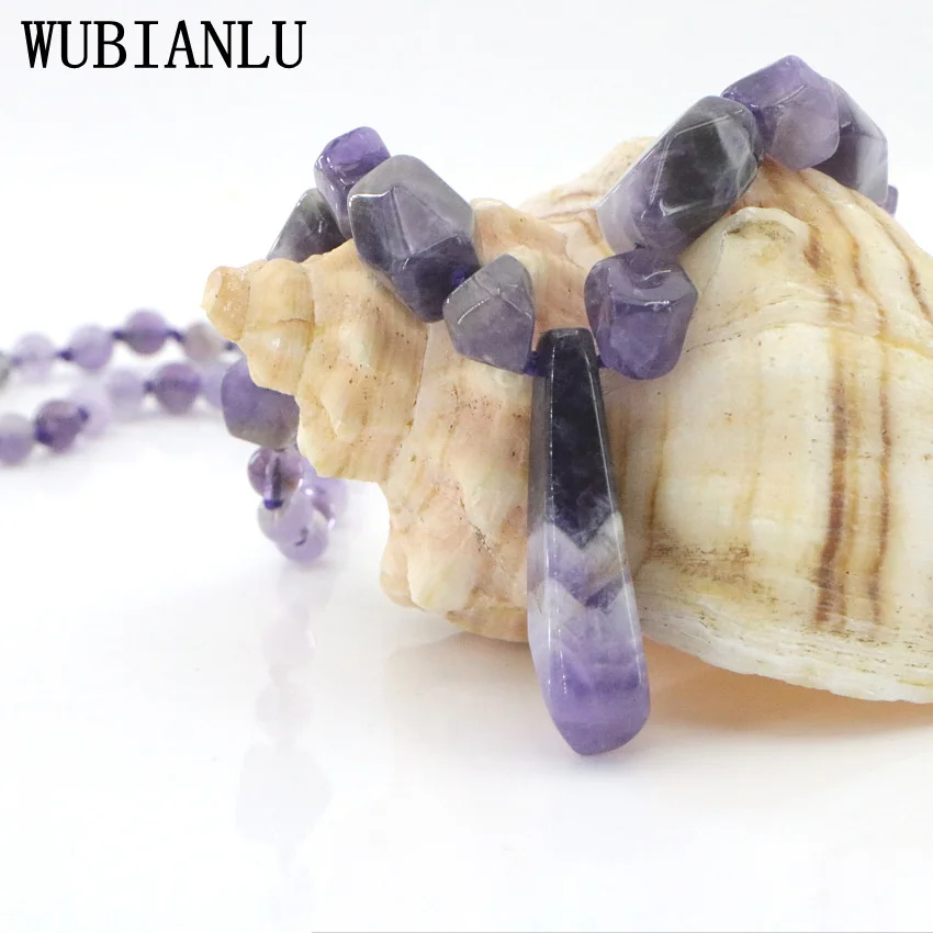 WUBIANLU Natural Irregular Stone Crystal Amethysts Beads Necklace Women In Pendant Necklaces Energy Monitoring Jaspers Jewelry