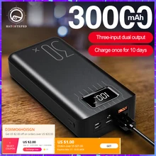 30000mAh Power Bank Type-C Micro USB QC Fast CHARGING Powerbank จอแสดงผล LED แบบพกพาภายนอกสำหรับ xiaomi(China)