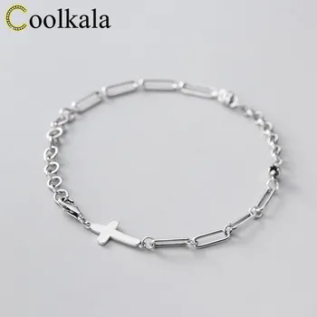 

Coolkala female Thai silver Cross asymmetric bracelet personalized fashion jewelry