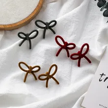 Мода осень зима бархат бант красивые серьги-гвоздики Девушка Плюшевые Милые простые бабочки корейские серьги ювелирные изделия