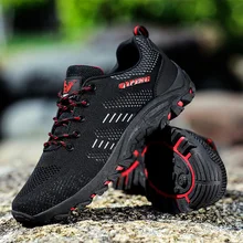 

Black Hiking Sneakers Men Trainers Weave Comfortable Men Travel Shoes Low Non-slip Outdoor Running Shoes Men zapatillas hombre
