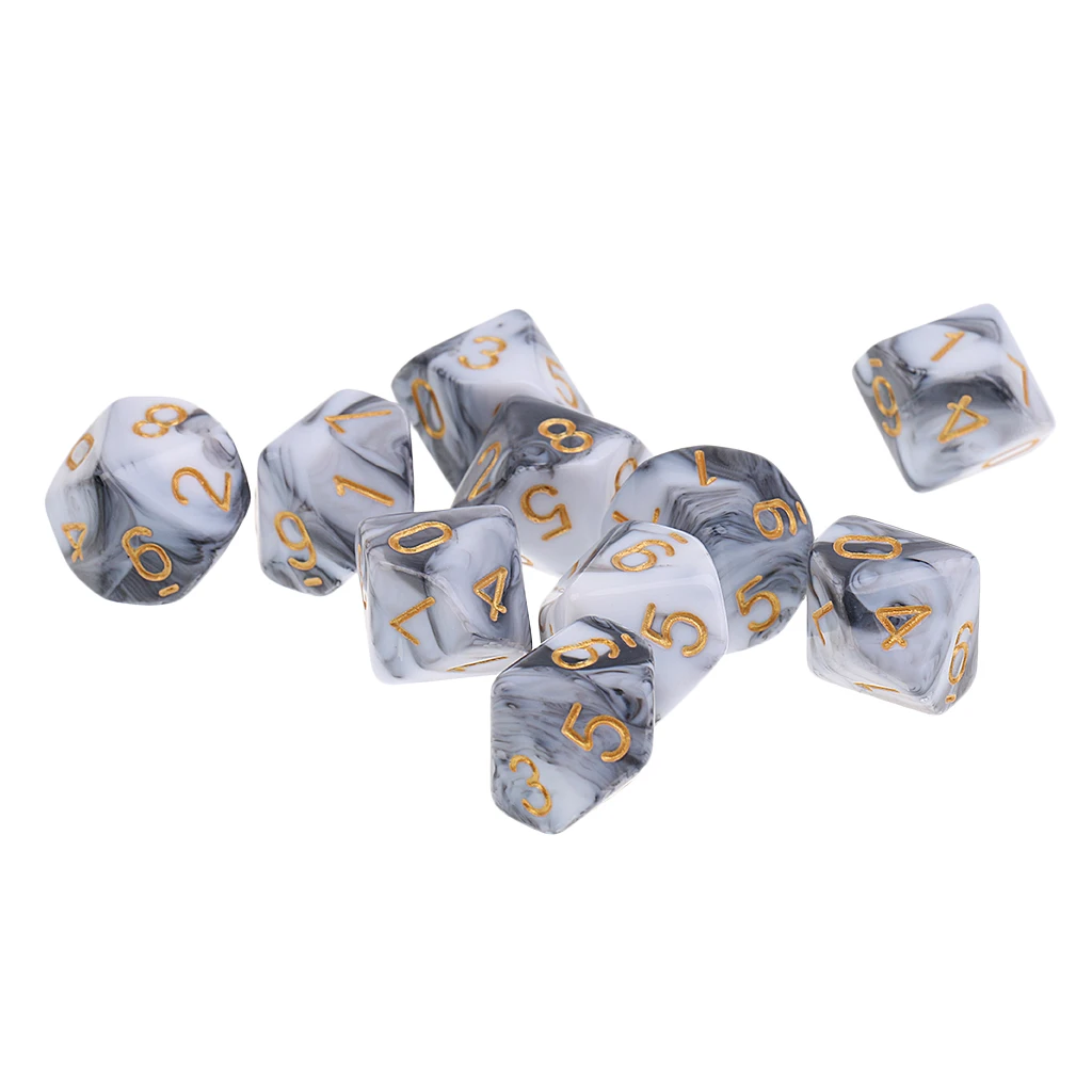 10pcs 10 Sided Dice D10 Polyhedral Dice for  High quality