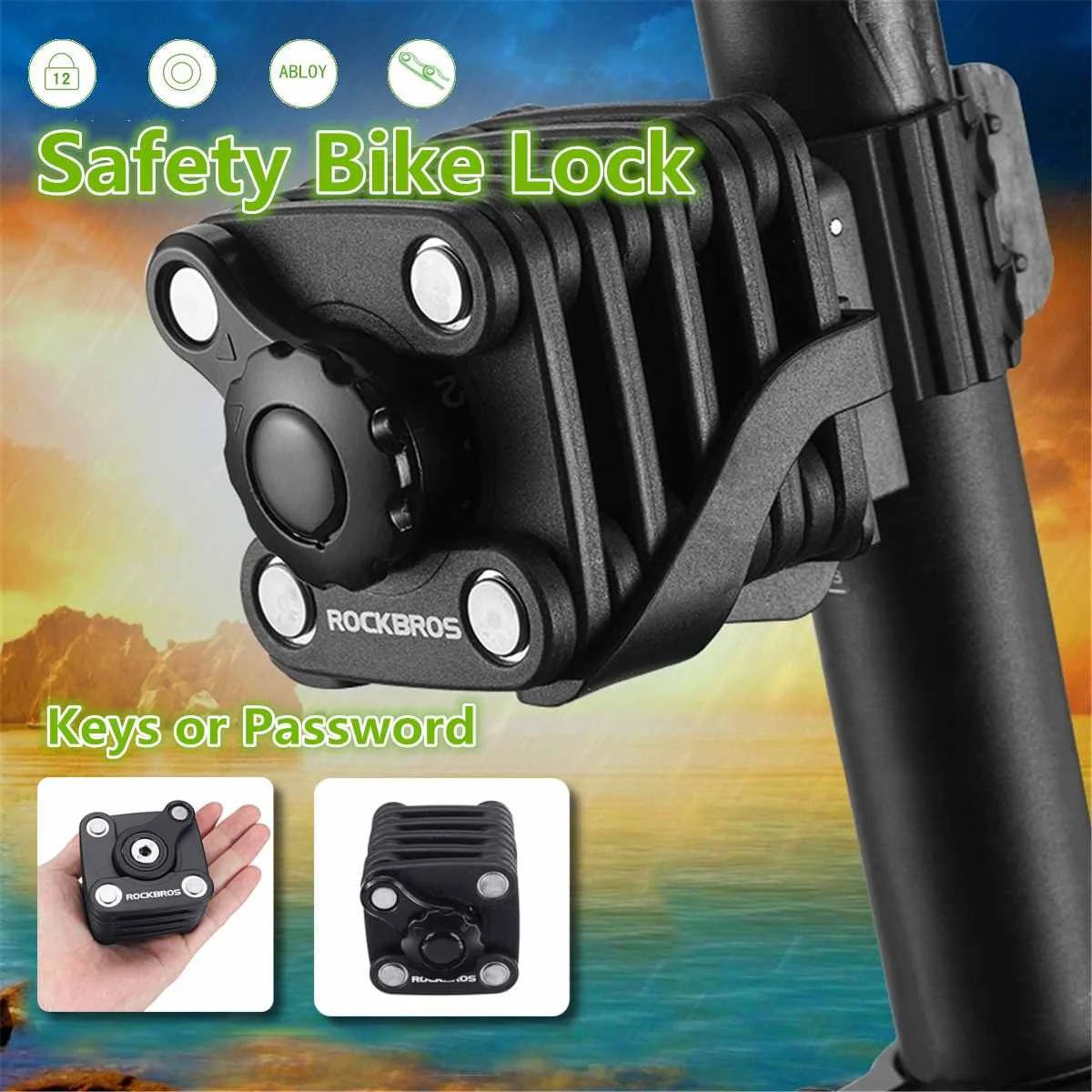 

Portable Folding Bike Lock Digit Code Or Key Safety Chain Lock Hamburg-Lock Bicycle Anti -Theft Locks Mount Bracket Bike Chain