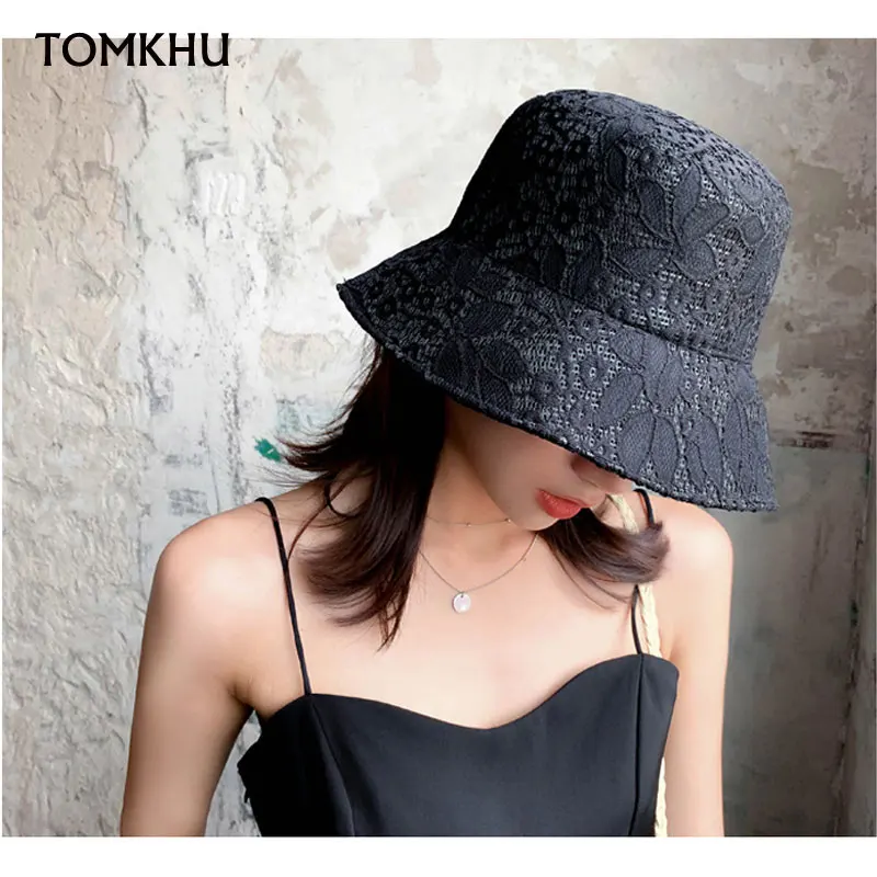 2020 New Fashion Lace Sun Hat Flat Top 