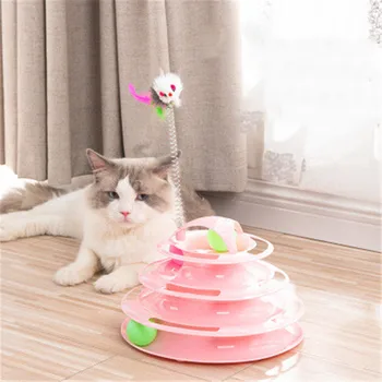 

Cat Ball Toy Pets Interactive Toys 3/4-Layer Plastic Tower Tracks Cat IQ Training Toy Amusement Turntable Ball Pet Supplies