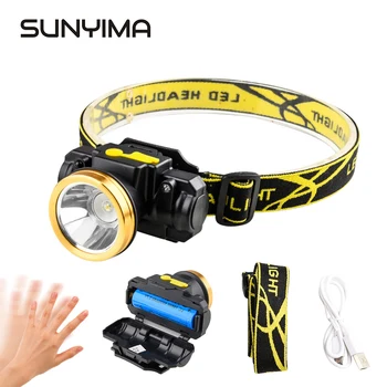 

SUNYIMA USB LED Headlight Rechargeable Headlamp 90 Degrees Rotary Waterproof Head Lamp Torch Flashlight Hunting and Hiking