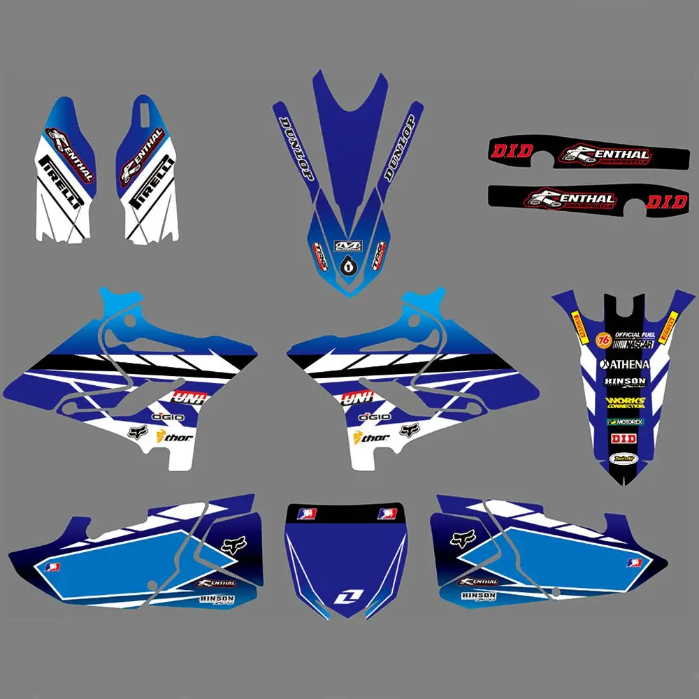 Для YAMAHA YZ125 YZ250 полный Графика наклейки Набор наклеек на заказ Номер Название Глянцевые Наклейки Водонепроницаемый