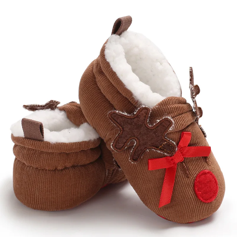 Christmas New Born Baby Girl Boys Shoes Soft Warm Infant Newborn Toddler Shoes Cartoon Baby Girl Baby Booties First Walkers