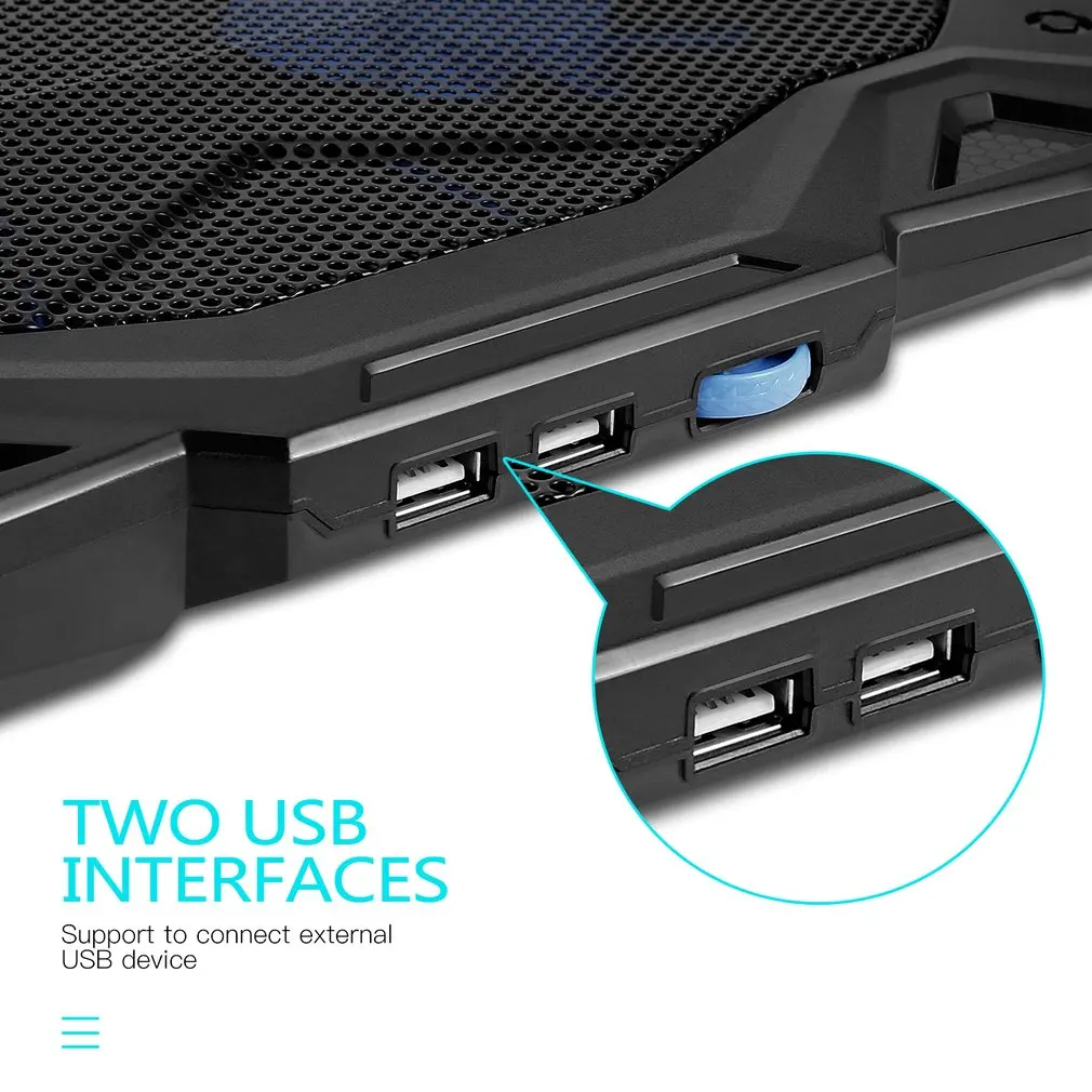 Portable Ultra-thin Long Life Angle Adjustment High Airflow LED Light USB Powered 5 Fan Chill Mat Laptop Cooling Pad