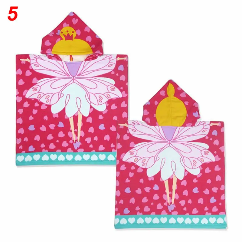 5 Children Hooded Cloak Beach Towel Microfiber Boy Girls Kids Swimming Bath Towel G99C - Color: 5