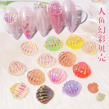 

8 PCs Nail Art Colorful Mermaid Three-dimensional Shell Ornament Net Red Red Book Shell Fairy Female Nail Ornament