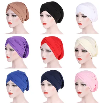 

Muslim Women Beads Elastic Turban Hat Chemo Cancer Cap Arab Head Scarf Wrap Cover Headscarf Islamic Bandanas Accessories