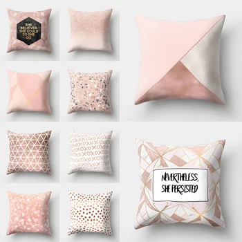 

Pillow Cover Rose Gold Pink Cushion Cover Square Pillowcase for Living Room Decorative Shiny Pillows Covers Throw Pillows case