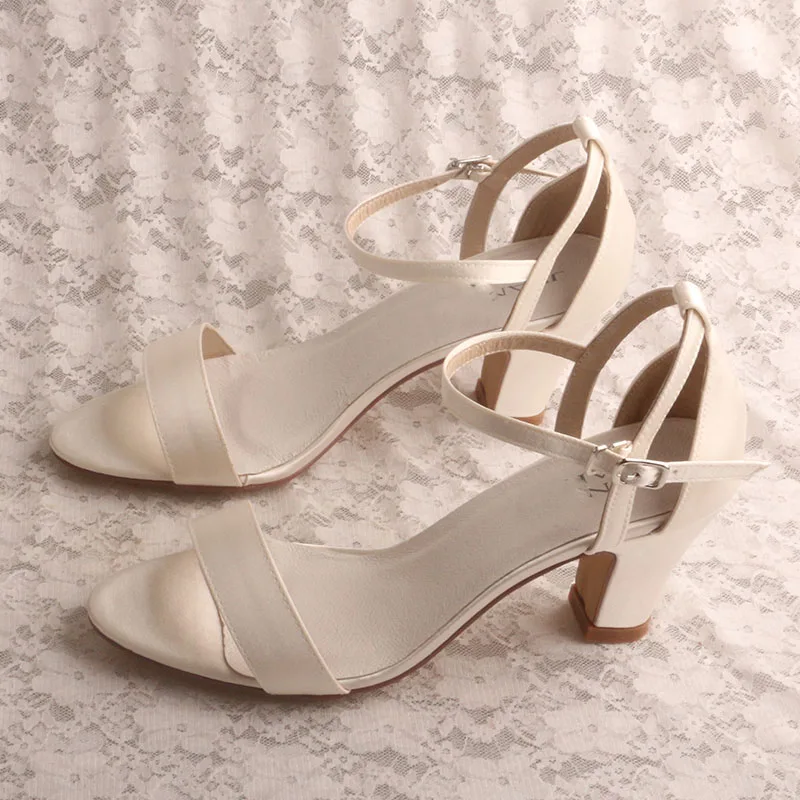 satin chunky heels