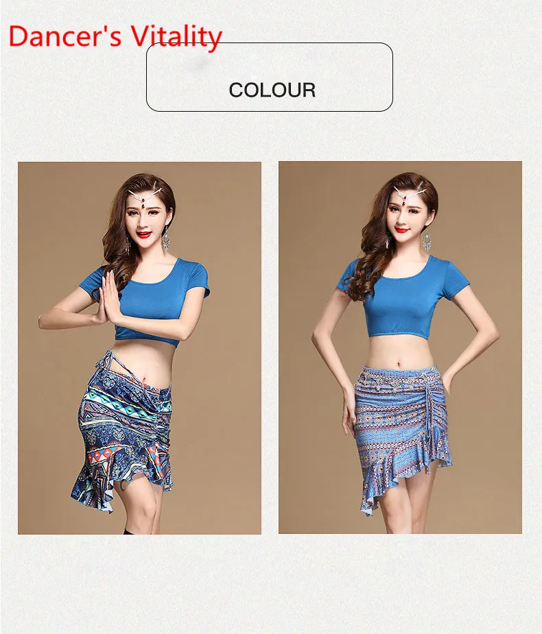 Belly Dance Practice Clothes Women Beginners Short Sleeve Cropped Top Skirt Oriental Indian Dancing Performance Training Costume
