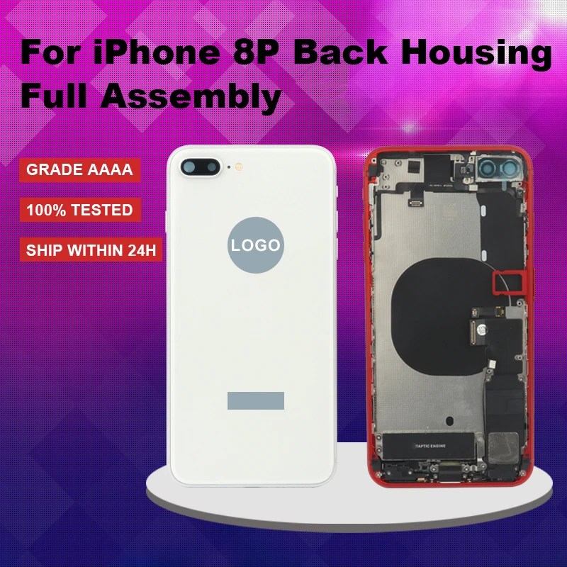 

100% Tested For iphone 8 Plus Back Middle Frame Chassis Full Set Housing Assembly Battery Cover Door Rear with Flex Cable
