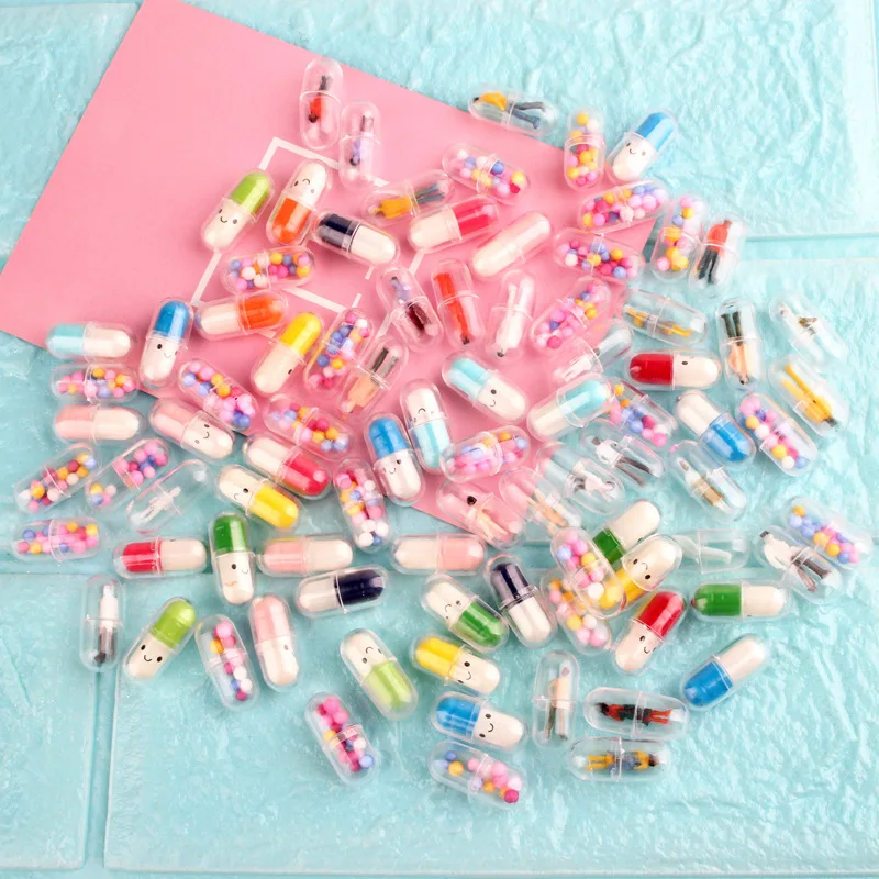 

10*24mm Cute 3D Pill Shape Colorful Resin Cabochon DIY Jewelry Findings Ornament Slime Beading Material Hair Clip Decor 50pcs