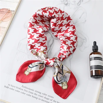 

2020 Designer Silk Square Scarf for Women Neck Wraps Hair Band Foulard Soft Head Kerchief Print Scarves Bandana