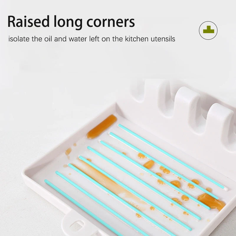 Kitchen Spoon Holders Fork Spatula Rack Shelf Organizer Plastic Spoon Rest Chopsticks Holder Non-slip Spoons Pad Kitchen Utensil 5