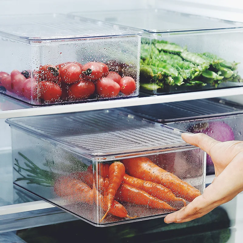 

Refrigerator Storage Box Vegetable Fruit Fresh Kitchen Food Storage Box High Capacity Kitchen Crisper Refrigerator Cold Box
