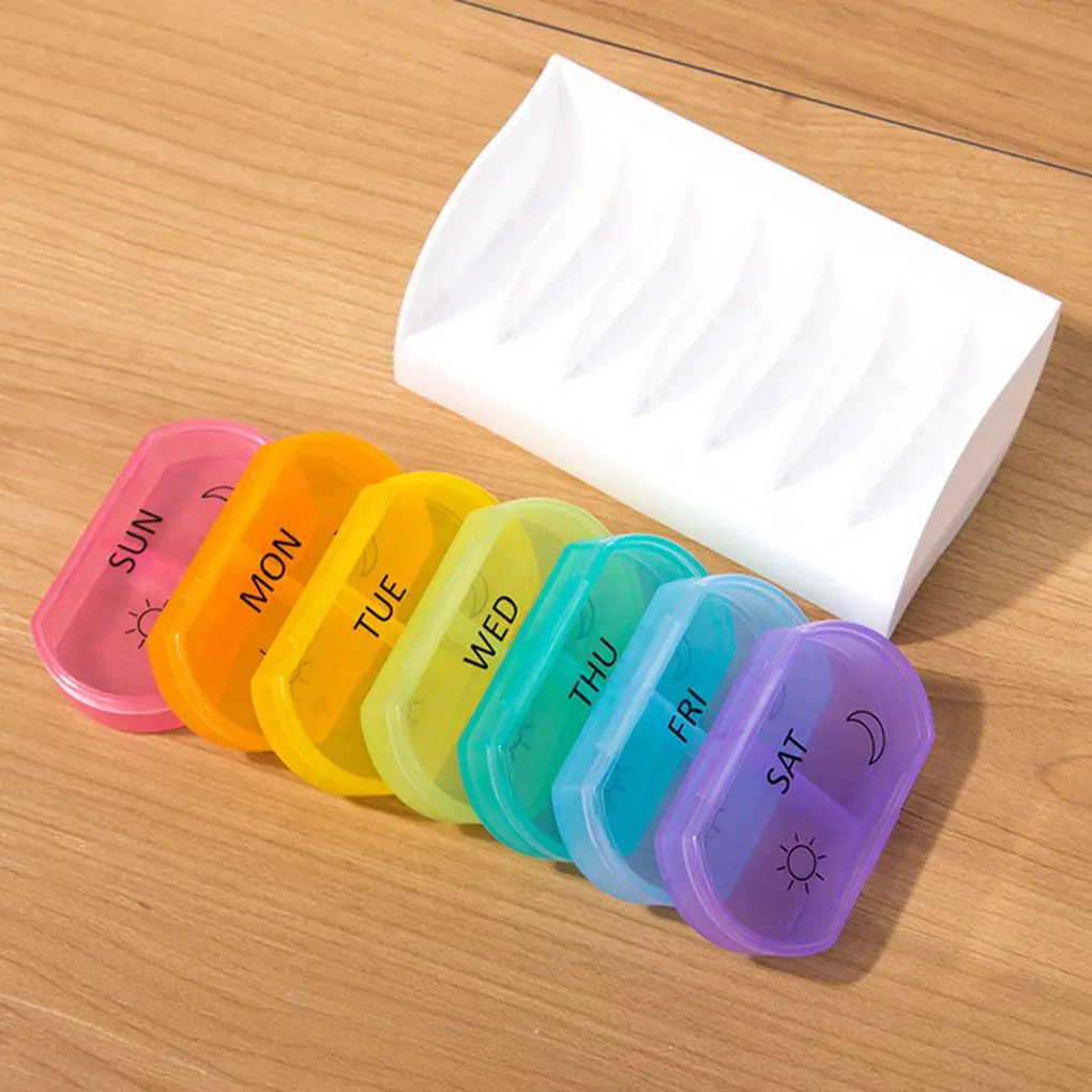 7 Day Weekly Style Morning Night Pill Holder Storage Organizer Plastic Container Case Portable Travel Pill Box