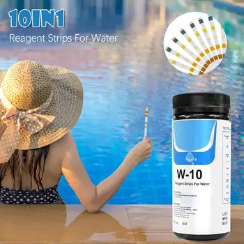 

13*5.5*5.5CM Multifunctional 10-in-1 swimming pool test paper 100 pieces