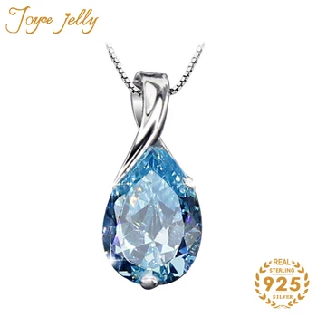 

JoyceJelly Trendy 925 Silver Women Necklace Sapphire Gemstone Retro Flower Water Drop Design for Women Wedding Jewelry Wholesale